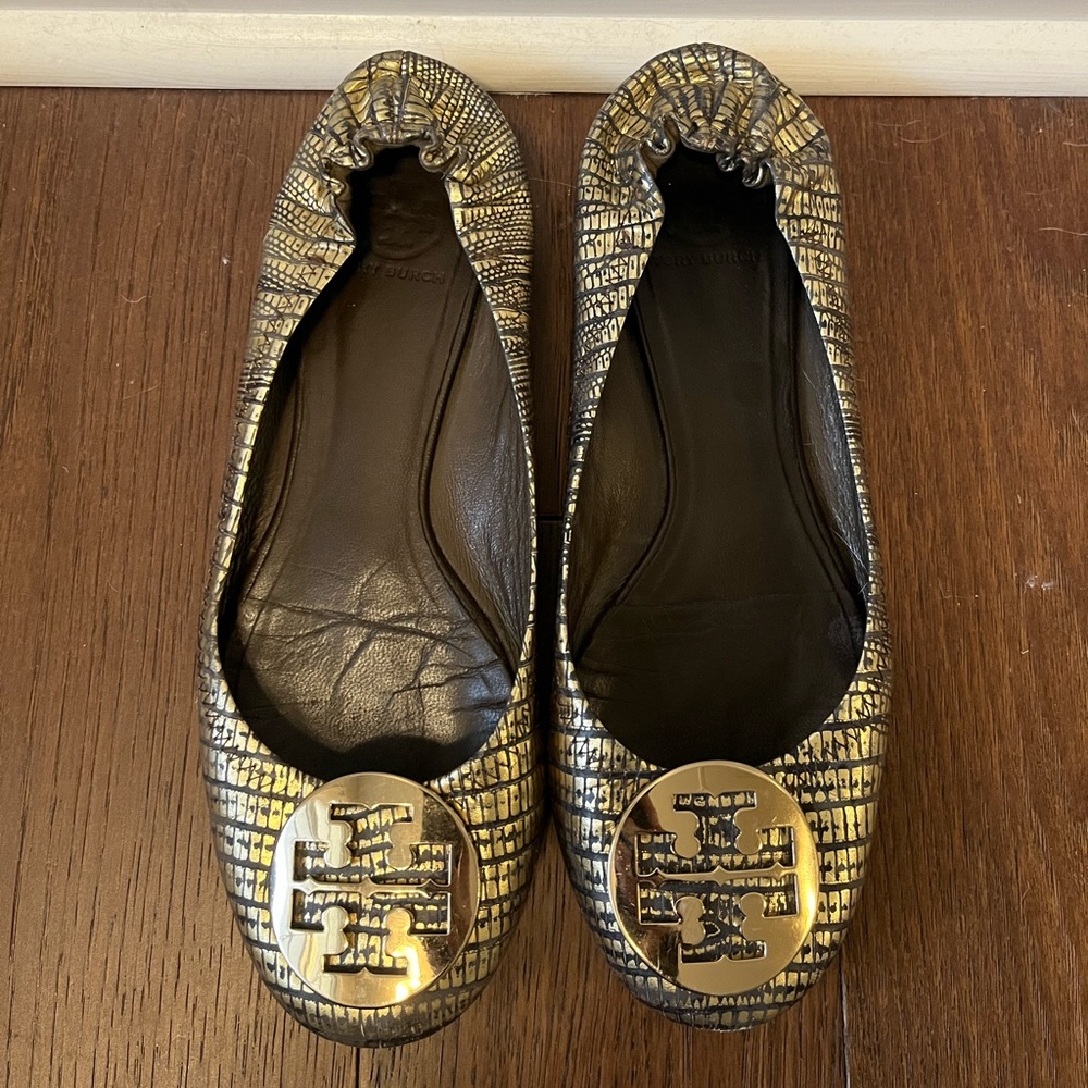 Tory Burch Gold Metallic ballet flats